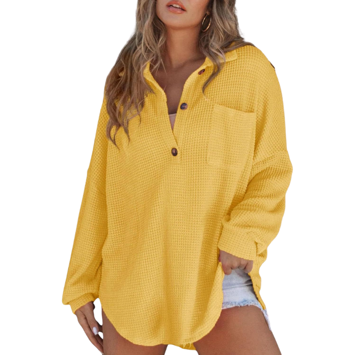 VICTORIA | Lightweight Button V-Neck Tunic Blouse