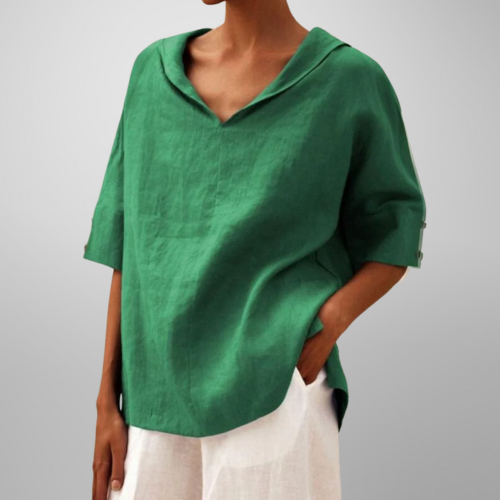 The Victoria | Elegant Embroidered V-Neck Blouse