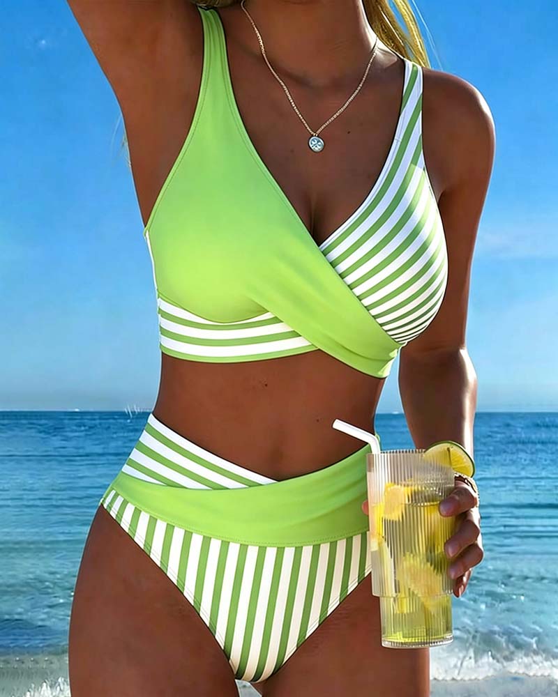 Abigail - Striped Printed Cross Bikini