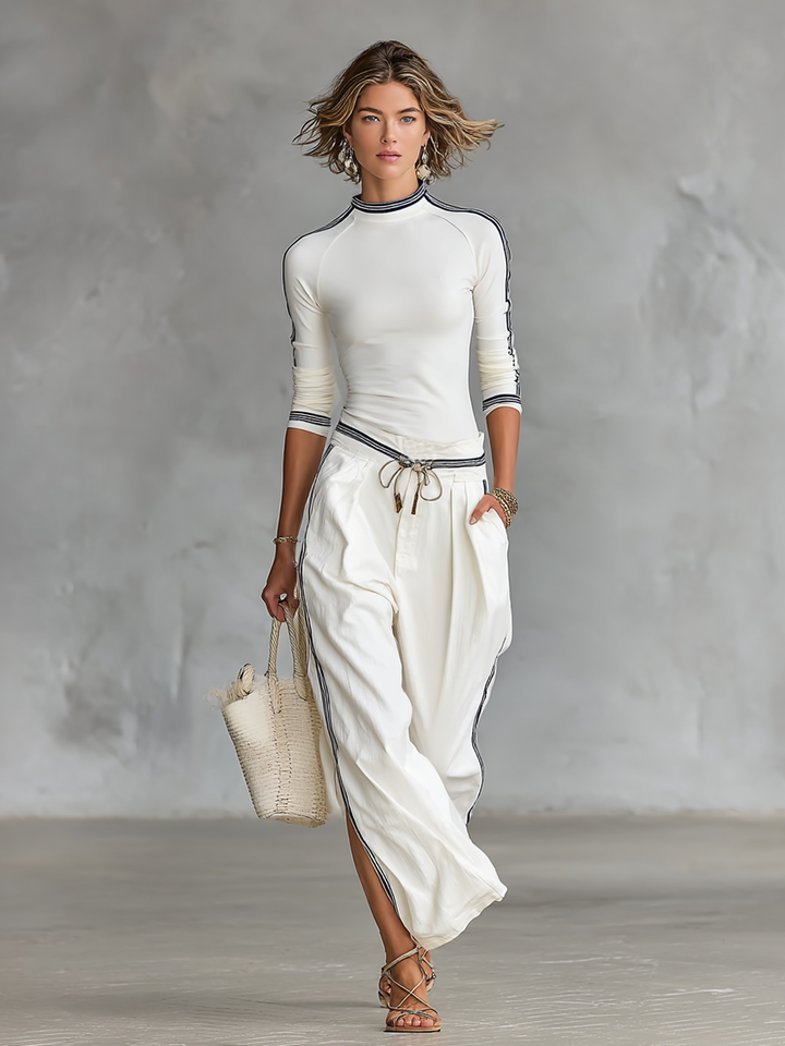 Drawstring Wide-Leg Sport Trousers
