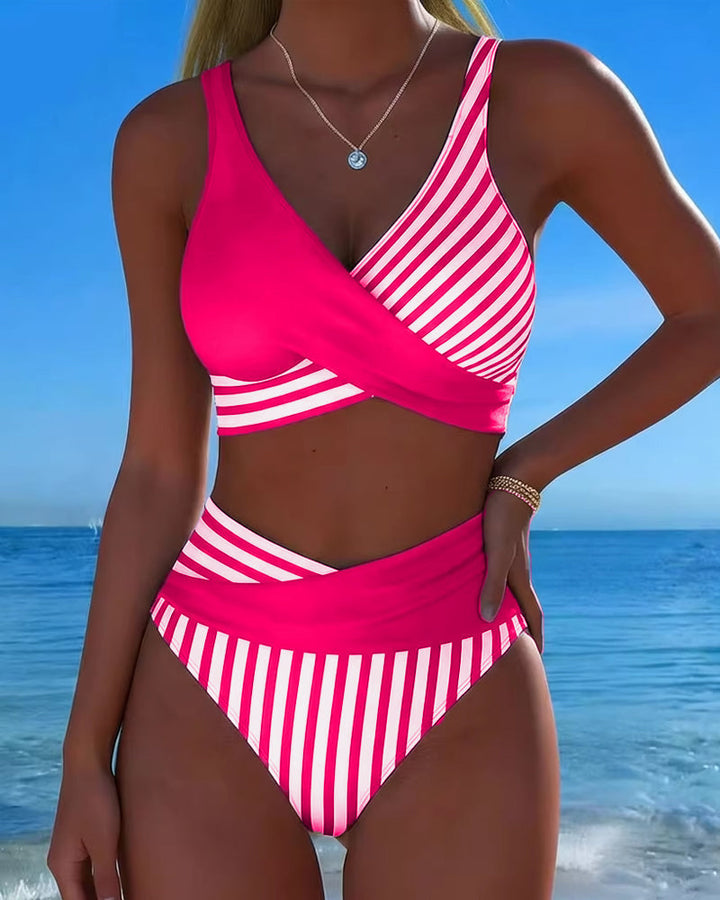 Abigail - Striped Printed Cross Bikini