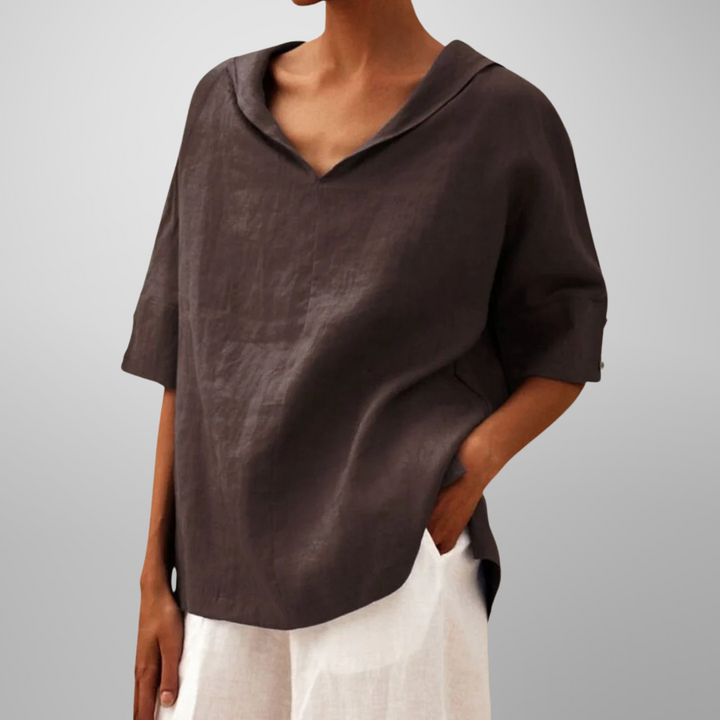 The Victoria | Elegant Embroidered V-Neck Blouse