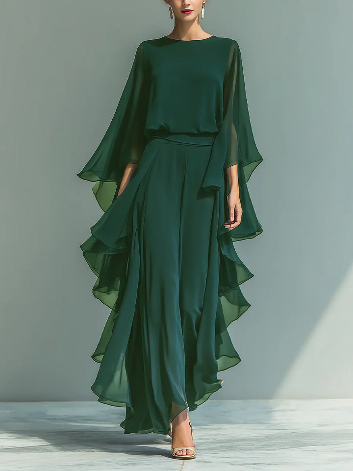 Aurora | Elegant Chiffon Suit with Ruffles