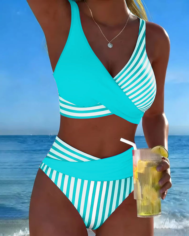 Abigail - Striped Printed Cross Bikini