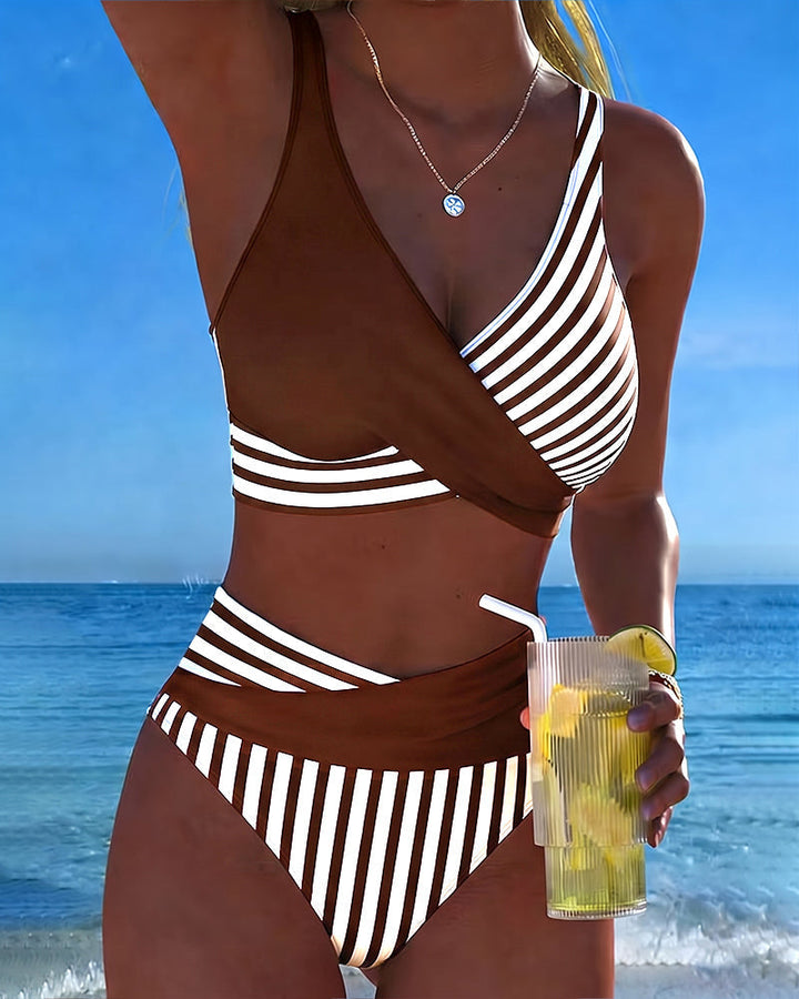 Abigail - Striped Printed Cross Bikini