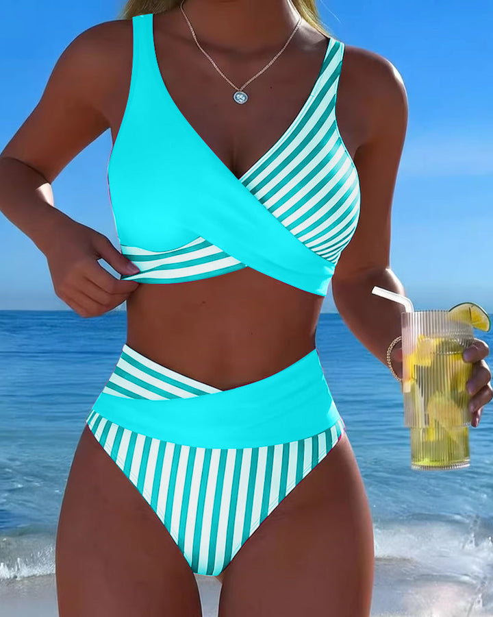 Abigail - Striped Printed Cross Bikini