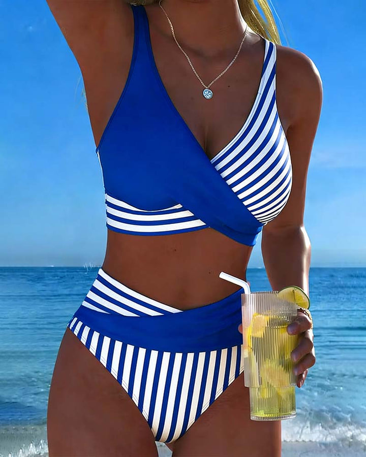 Abigail - Striped Printed Cross Bikini