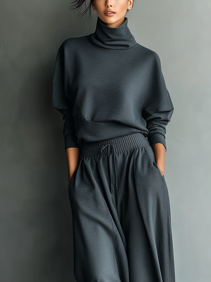 Wide-Leg Knit Trousers Set