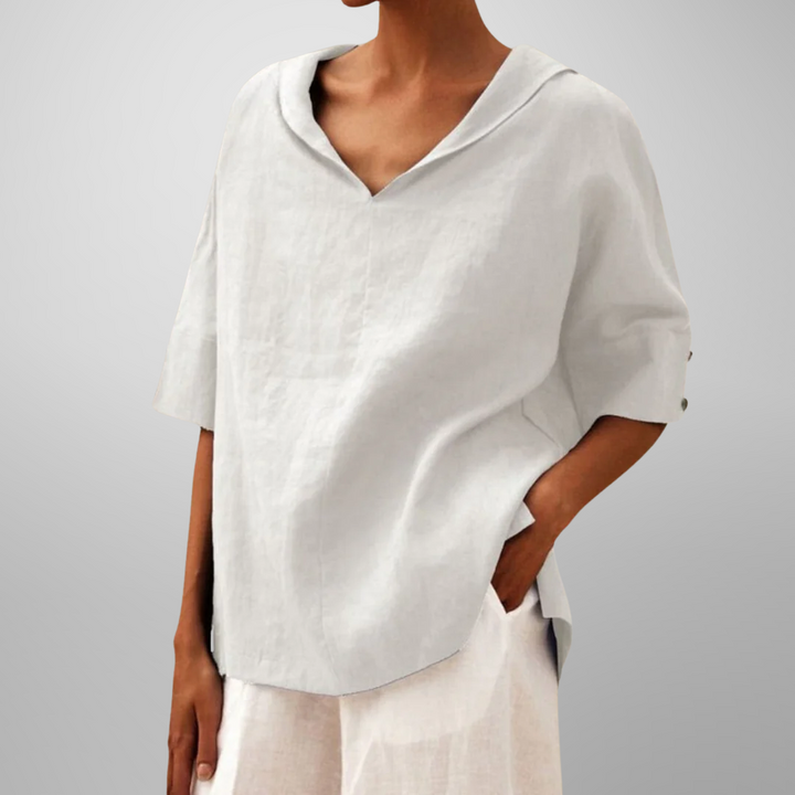 The Victoria | Elegant Embroidered V-Neck Blouse