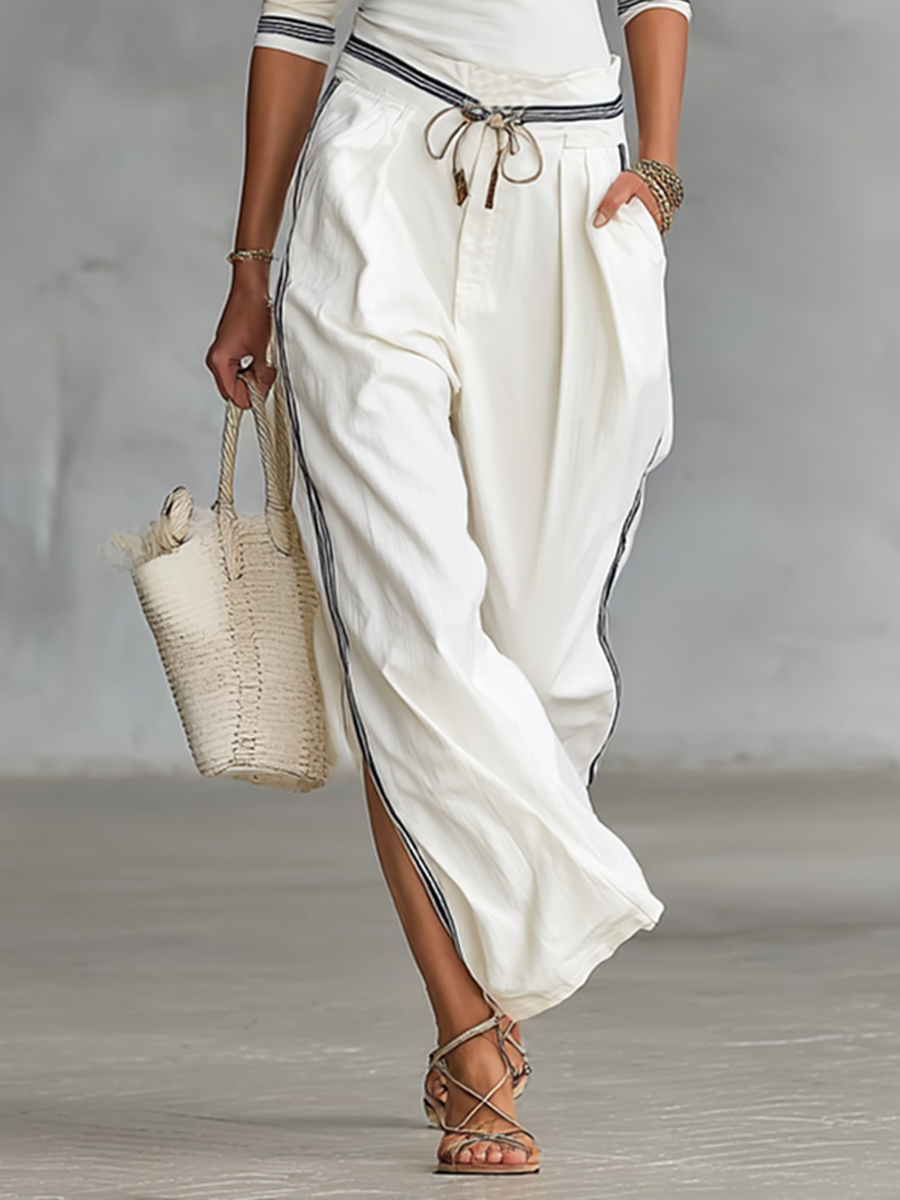 Drawstring Wide-Leg Sport Trousers