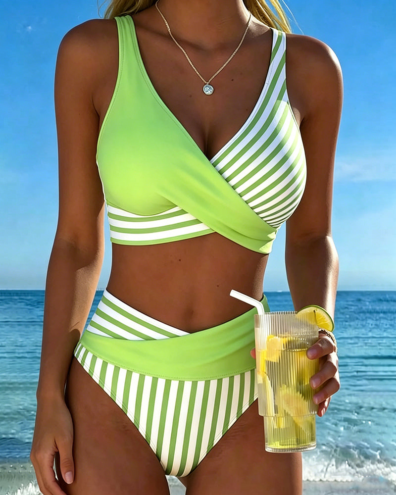 Abigail - Striped Printed Cross Bikini
