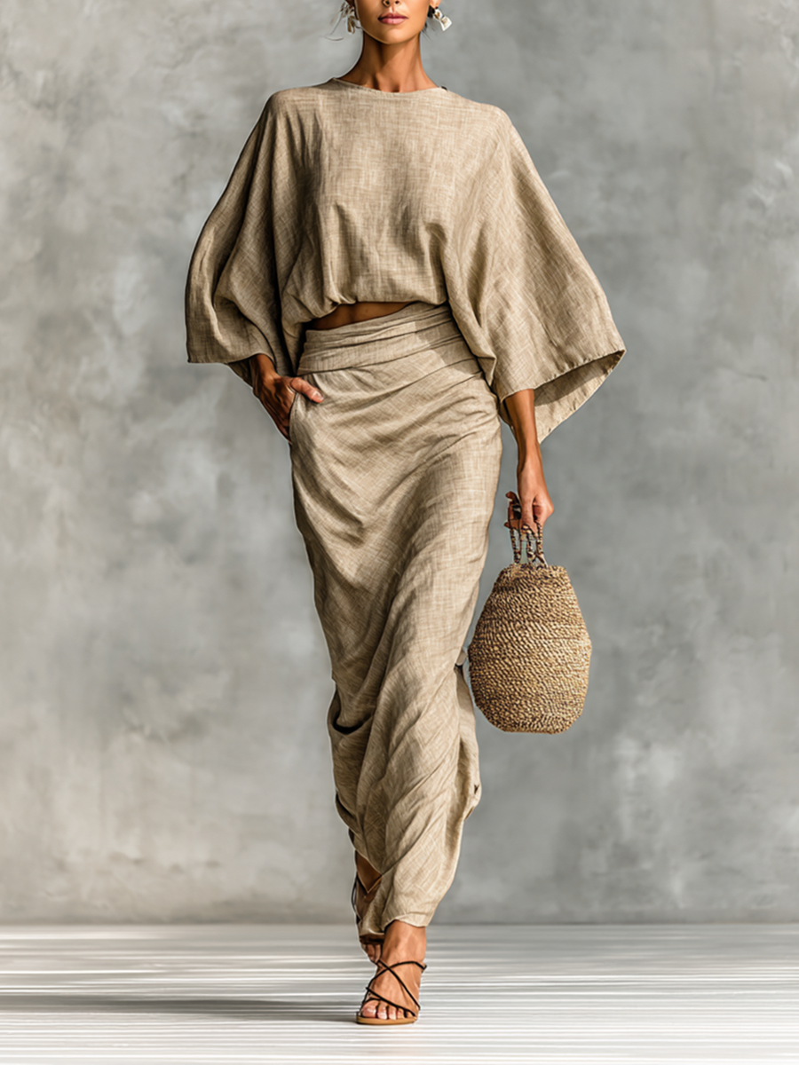 Linen-Cotton Blend Skirt Set