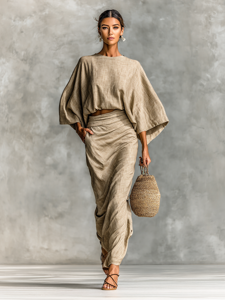 Linen-Cotton Blend Skirt Set