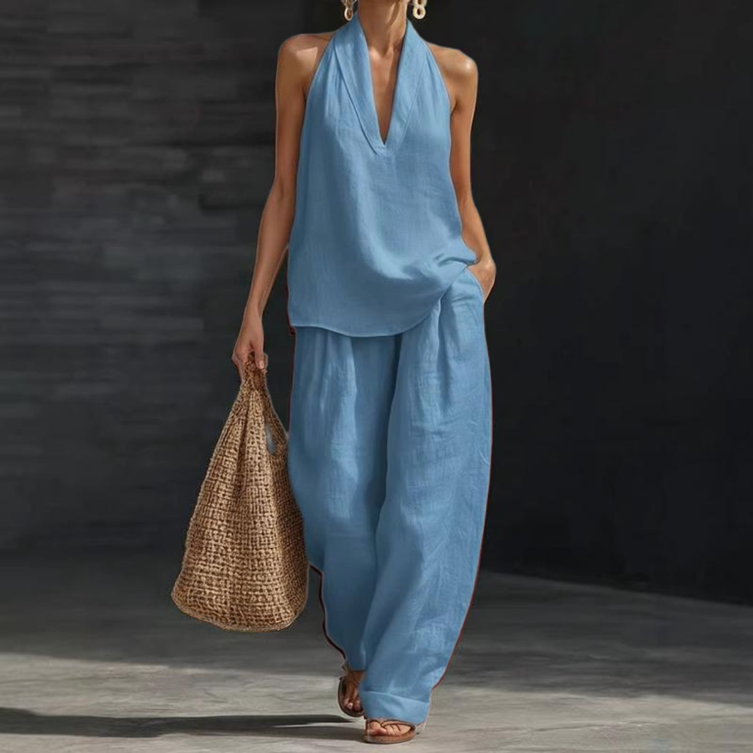 Anna | Linen-Textured Two-Piece Set
