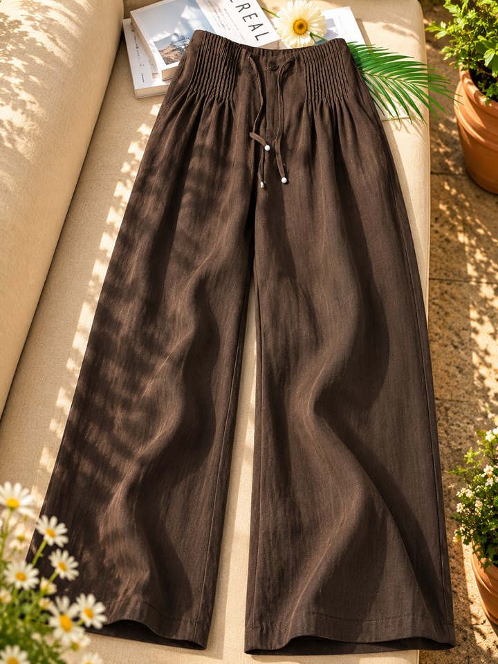 Camille | Wide-leg Trousers in Cotton and Linen Blend