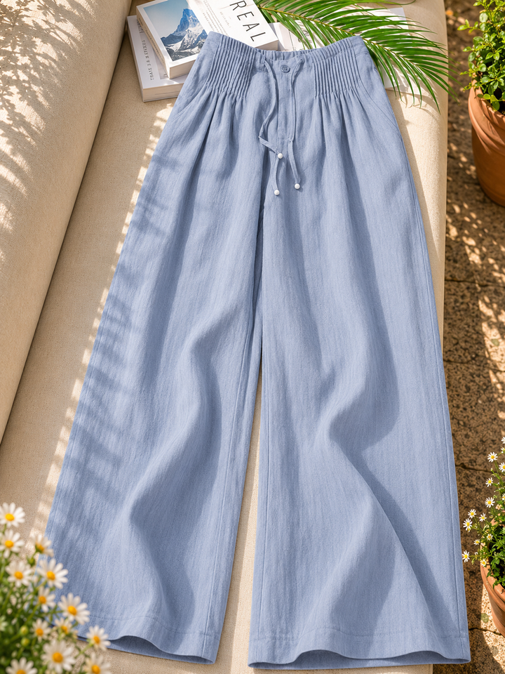 Camille | Wide-leg Trousers in Cotton and Linen Blend