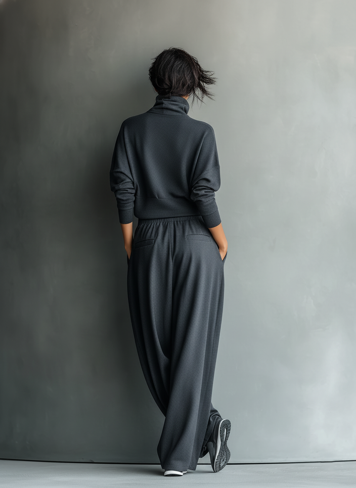 Wide-Leg Knit Trousers Set