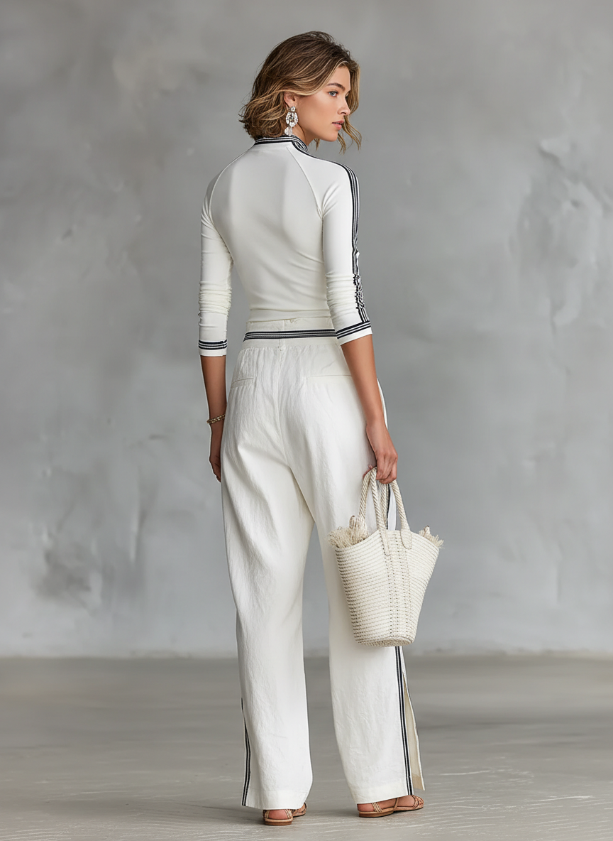 Drawstring Wide-Leg Sport Trousers