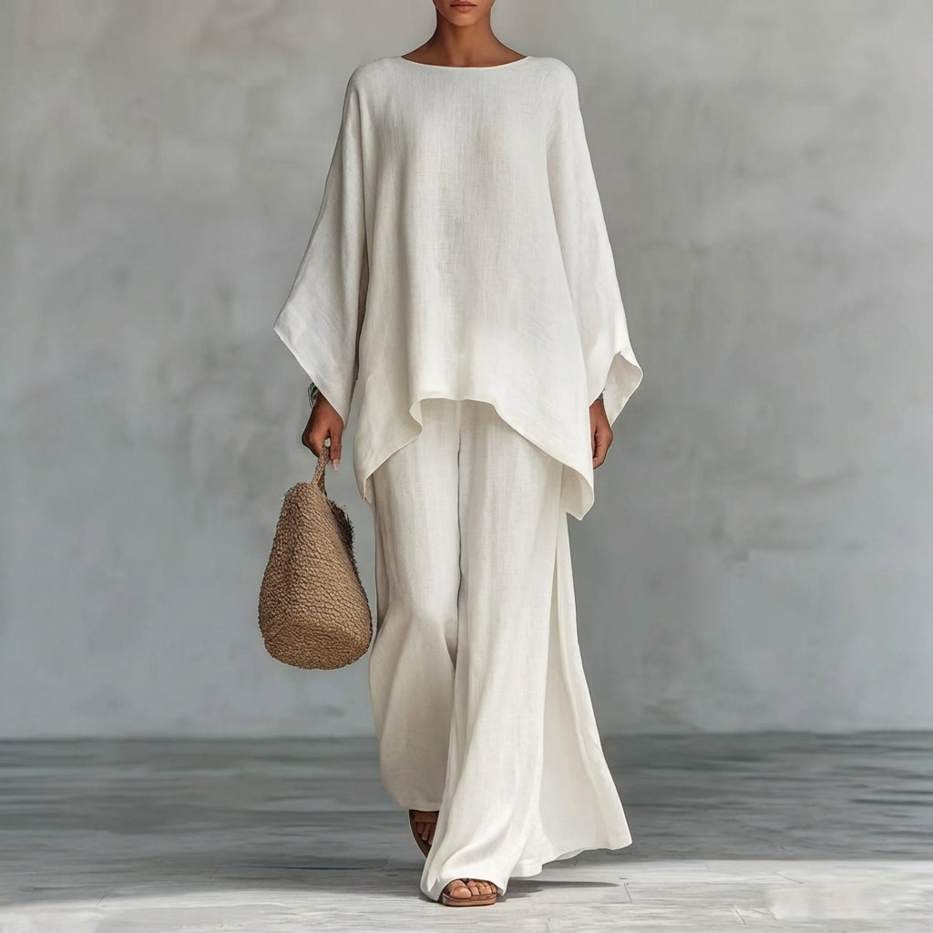 Christina | Long Sleeve Two-Piece Set with Wide-Leg Trousers