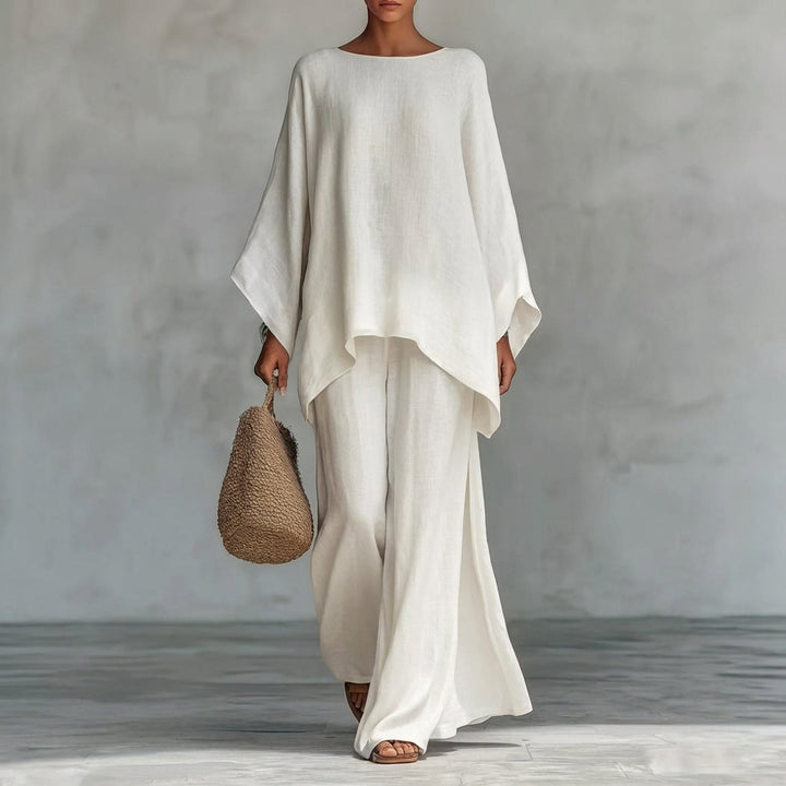 Christina | Long Sleeve Two-Piece Set with Wide-Leg Trousers