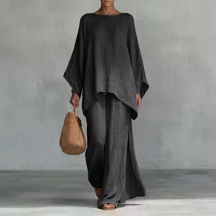 Christina | Long Sleeve Two-Piece Set with Wide-Leg Trousers