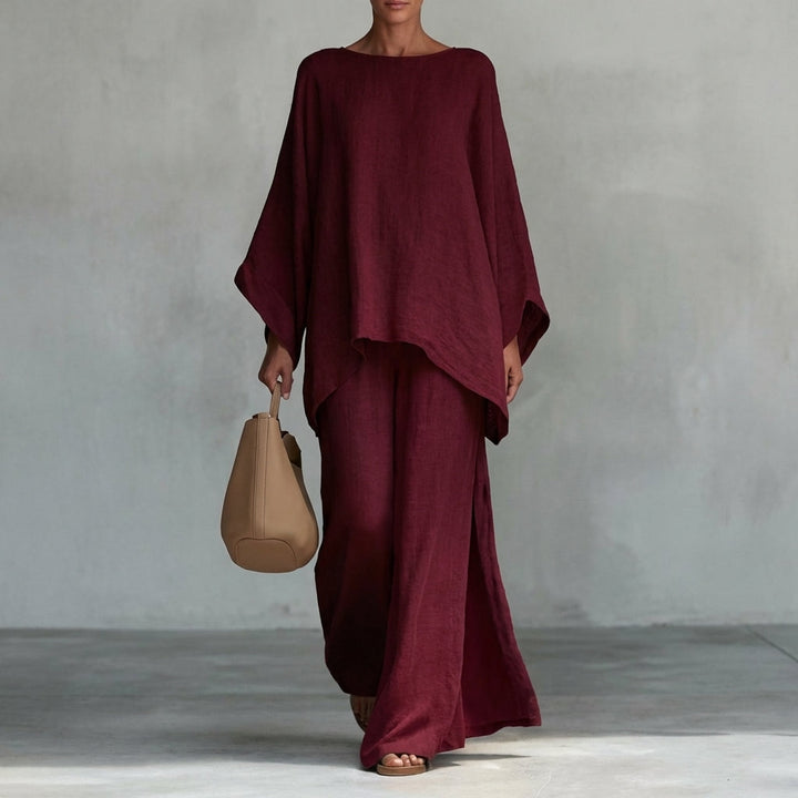 Christina | Long Sleeve Two-Piece Set with Wide-Leg Trousers