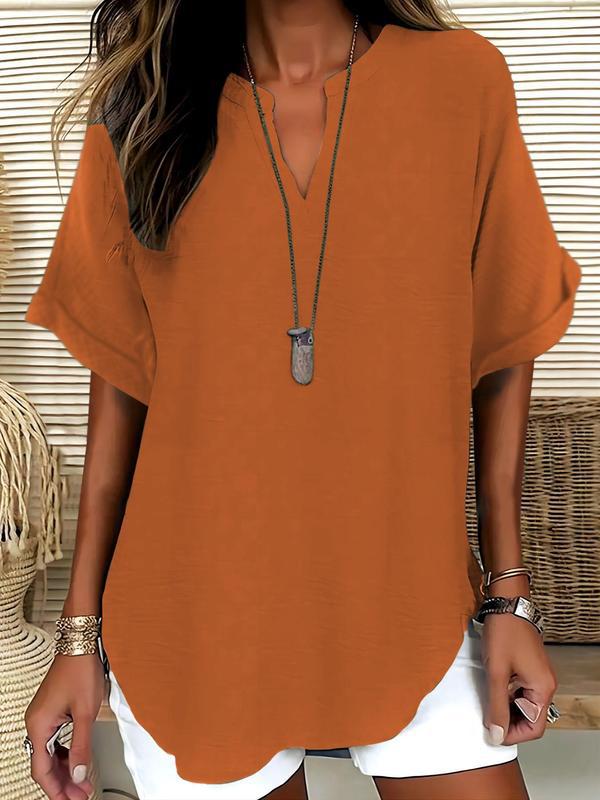 Annelie  – Casual Plain Short Sleeve Blouse