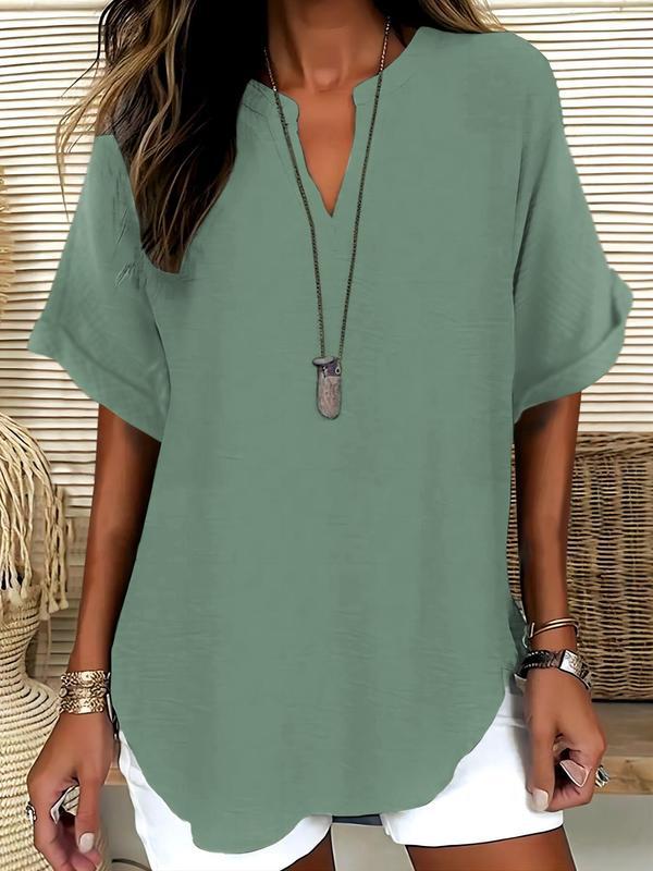 Annelie  – Casual Plain Short Sleeve Blouse