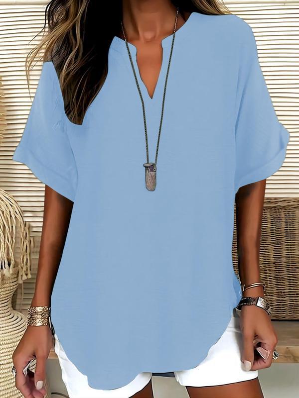 Annelie  – Casual Plain Short Sleeve Blouse