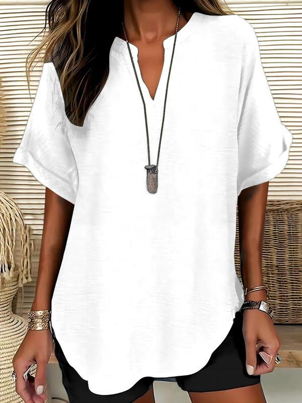 Annelie  – Casual Plain Short Sleeve Blouse