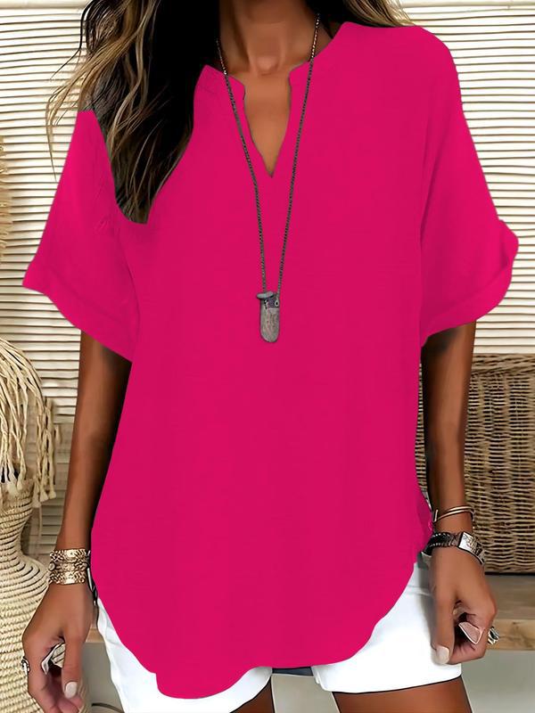 Annelie  – Casual Plain Short Sleeve Blouse