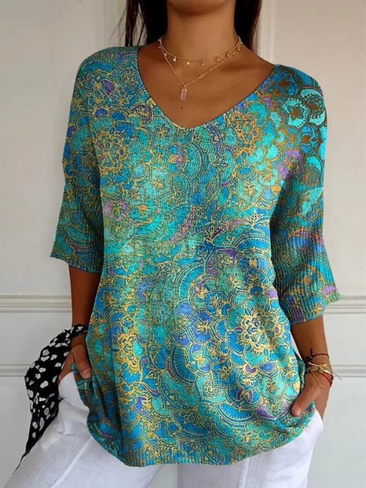 Evelyn | Vintage Mosaic Blouse