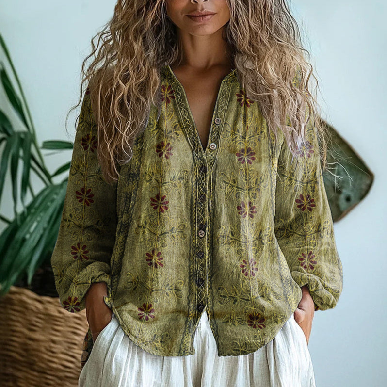 Alexandra™ | Vintage-Inspired Printed Blouse