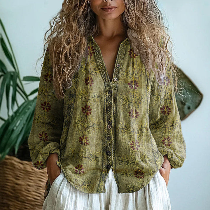 Alexandra™ | Vintage-Inspired Printed Blouse