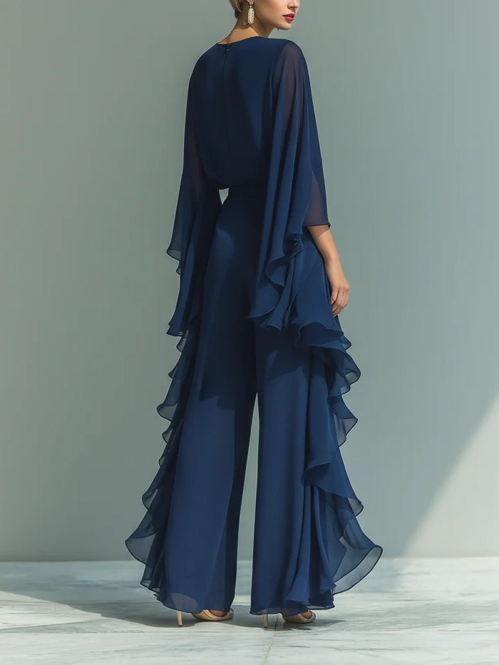 Aurora | Elegant Chiffon Suit with Ruffles