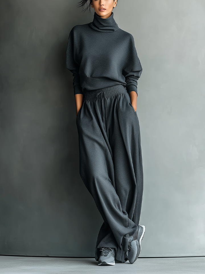 Wide-Leg Knit Trousers Set