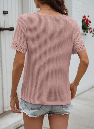 Alice | Lace Waffle V-Neck Blouse