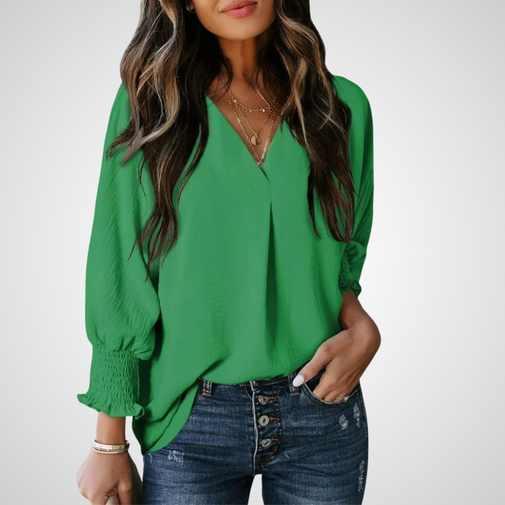 Corinne – Classic V-Neck Tunic Blouse