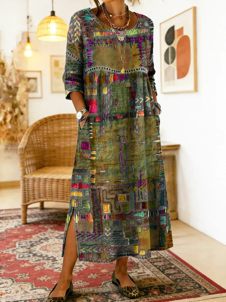 Valeria | Denim Dress with Ethnic Patchwork