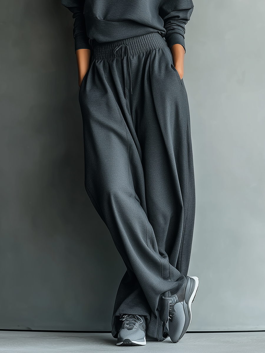 Wide-Leg Knit Trousers Set