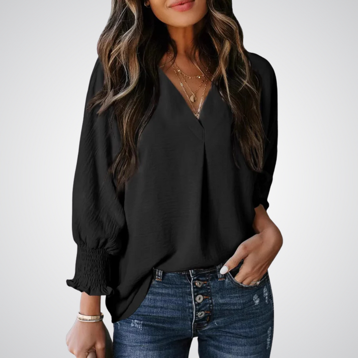 Corinne – Classic V-Neck Tunic Blouse