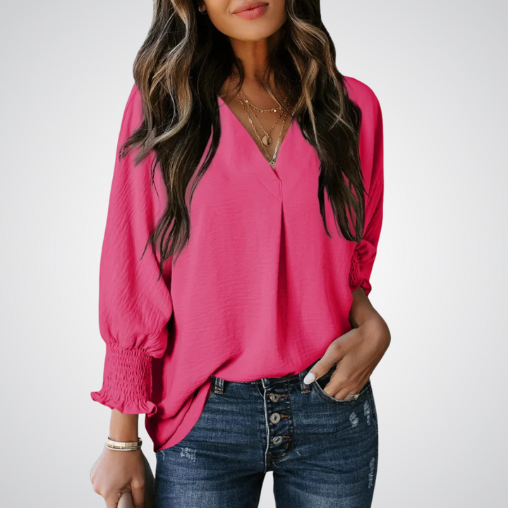 Corinne – Classic V-Neck Tunic Blouse