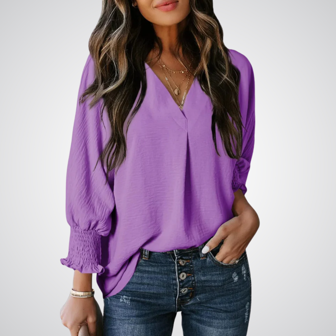 Corinne – Classic V-Neck Tunic Blouse