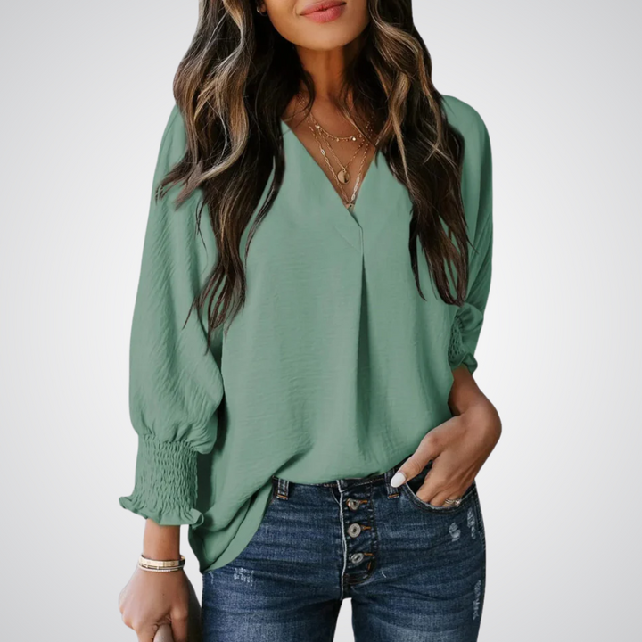 Corinne – Classic V-Neck Tunic Blouse