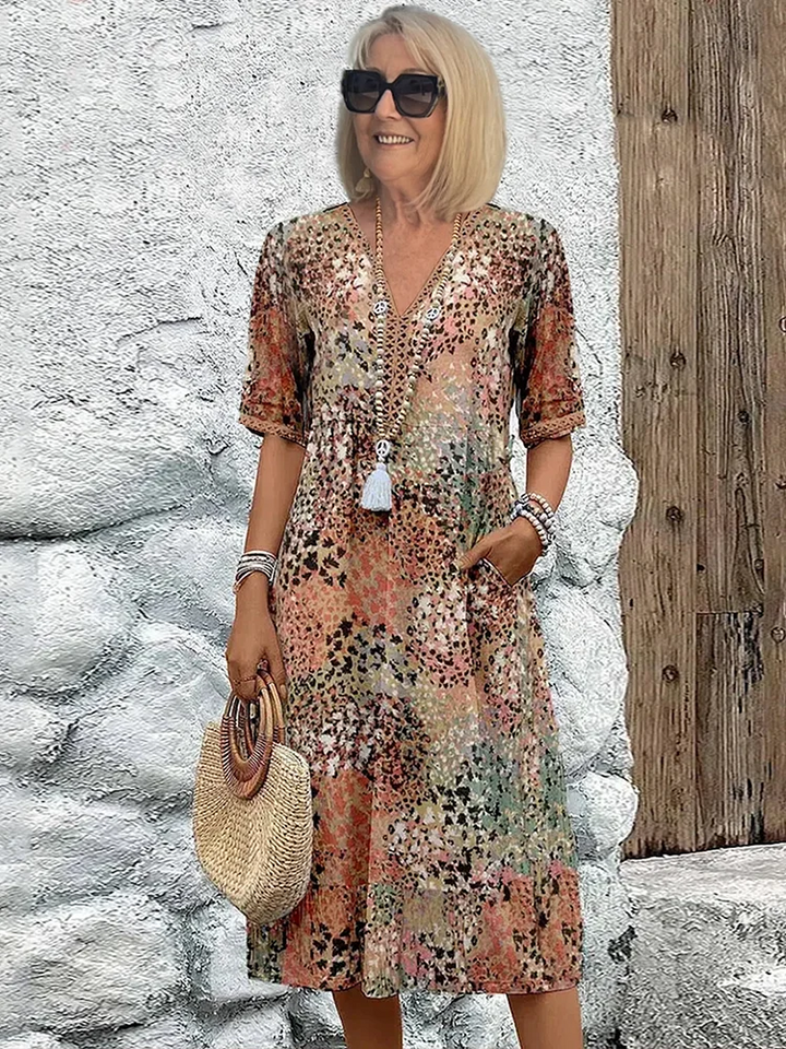 MARGARET | ELEGANT FLORAL MIDI DRESS