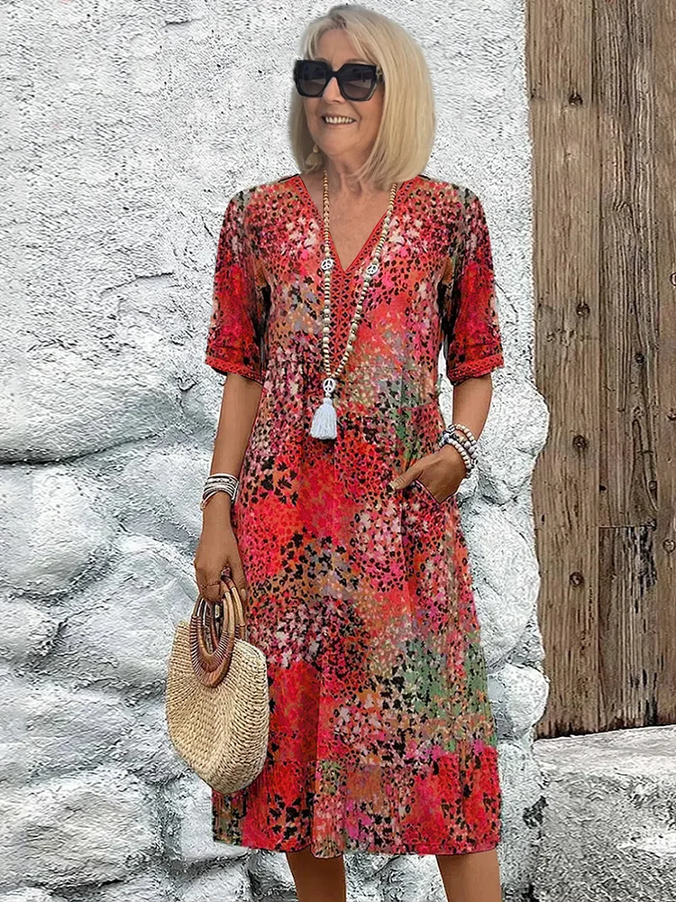 MARGARET | ELEGANT FLORAL MIDI DRESS