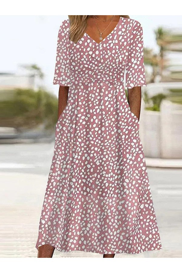 ELEANOR | ELEGANT TUMMY-FLATTERING POLKA DOT MIDI DRESS