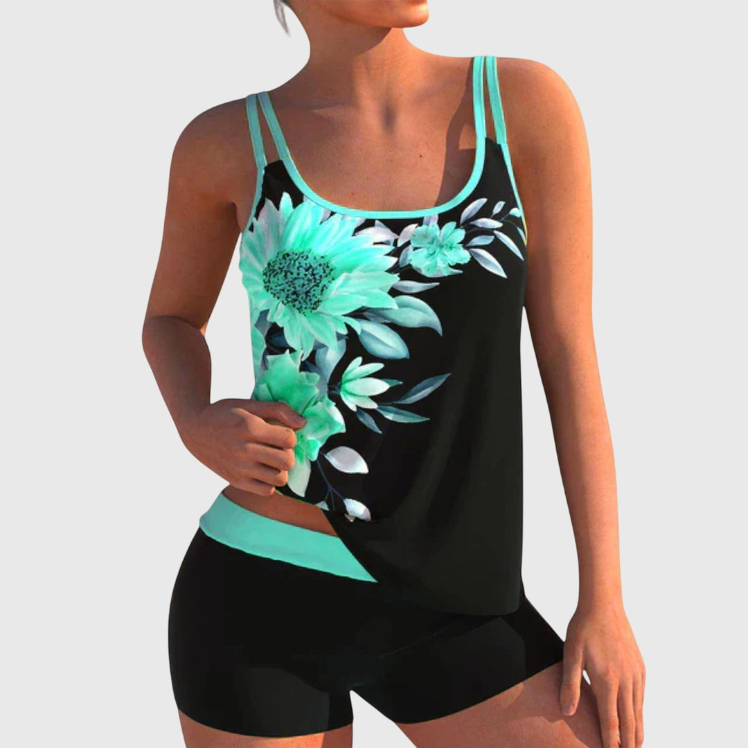 Flor – Floral Tankini Set with Shorts and Tummy Control