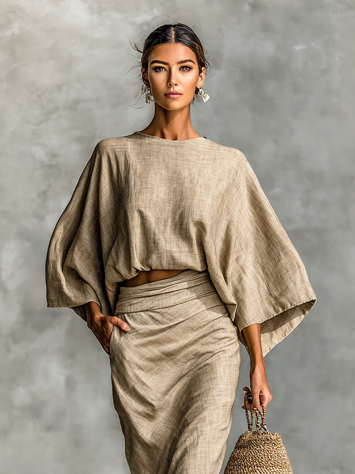 Linen-Cotton Blend Skirt Set