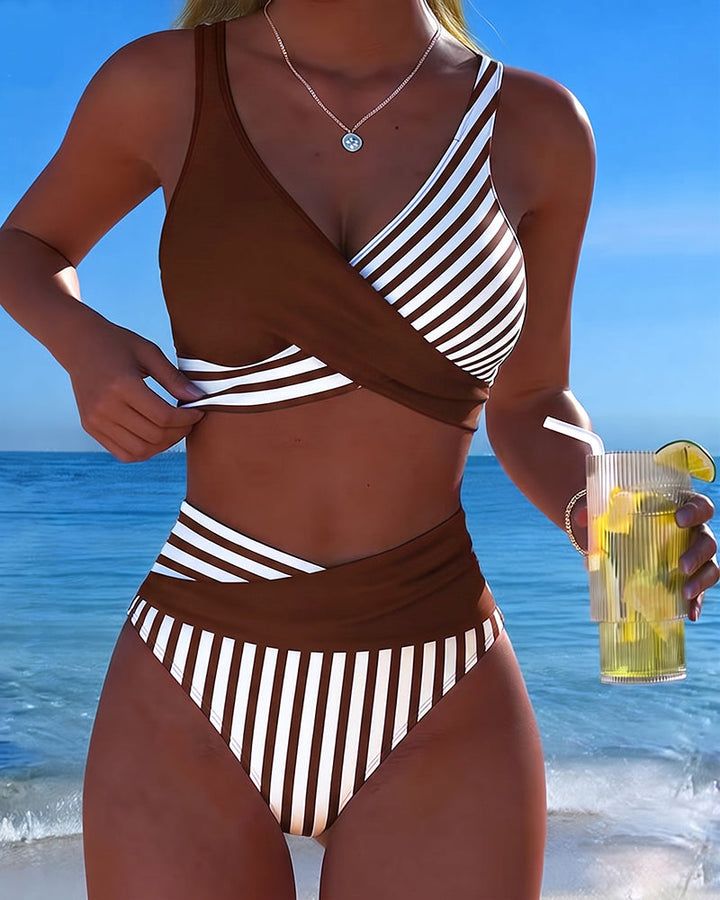 Abigail - Striped Printed Cross Bikini